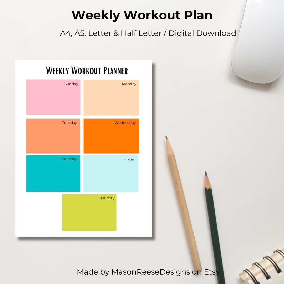 Weekly Workout Planner Printable, 7 Days Fitness Planner, Exercise ...