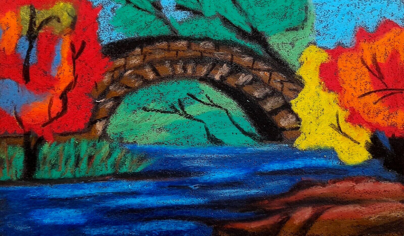 Mountains Oil Pastel Drawing Drawing by Maryna Yasar