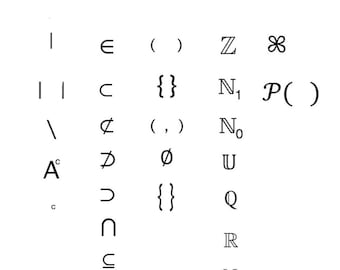 Stel theorie wiskunde symbolen voor wiskunde studenten. Voorgesneden (goodnotes-bestand)