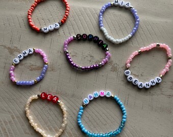 Personalized Stretchy Beaded Kids Name Bracelets, Also can be Friendship Bracelets, Custom Made Name Bracelet