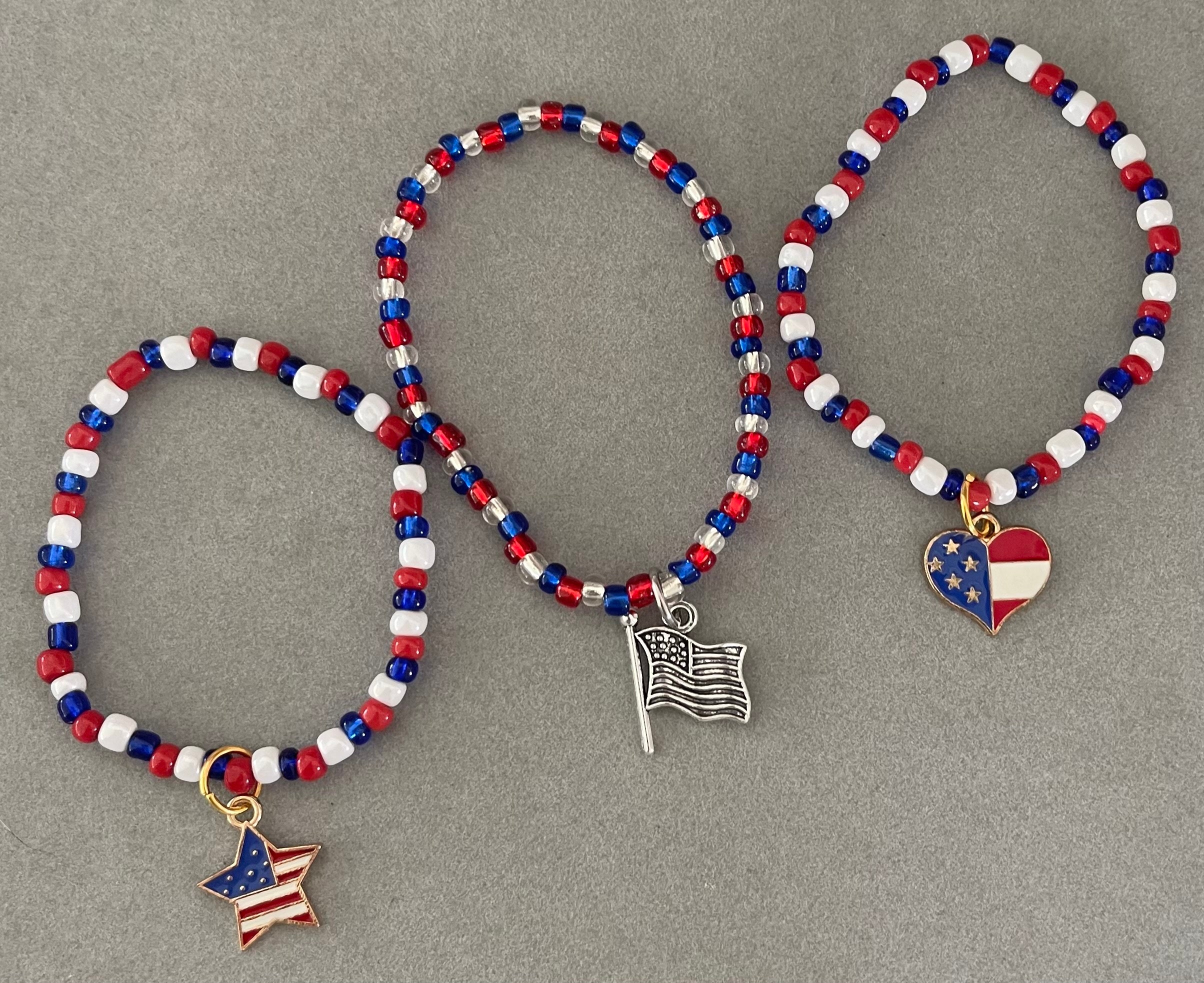 3 Pcs Set of USA Flag Patriotic Design – LiftedHope Nepal Bracelets.