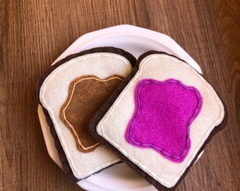 Felt PbB&J, felt peanut butter and jelly, felt food, play kitchen food