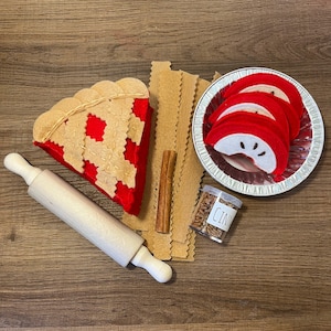 Apple Pie Kit, felt apple pie, sensory kit, diy apple pie, felt play food, imaginary play food, pretend bakery