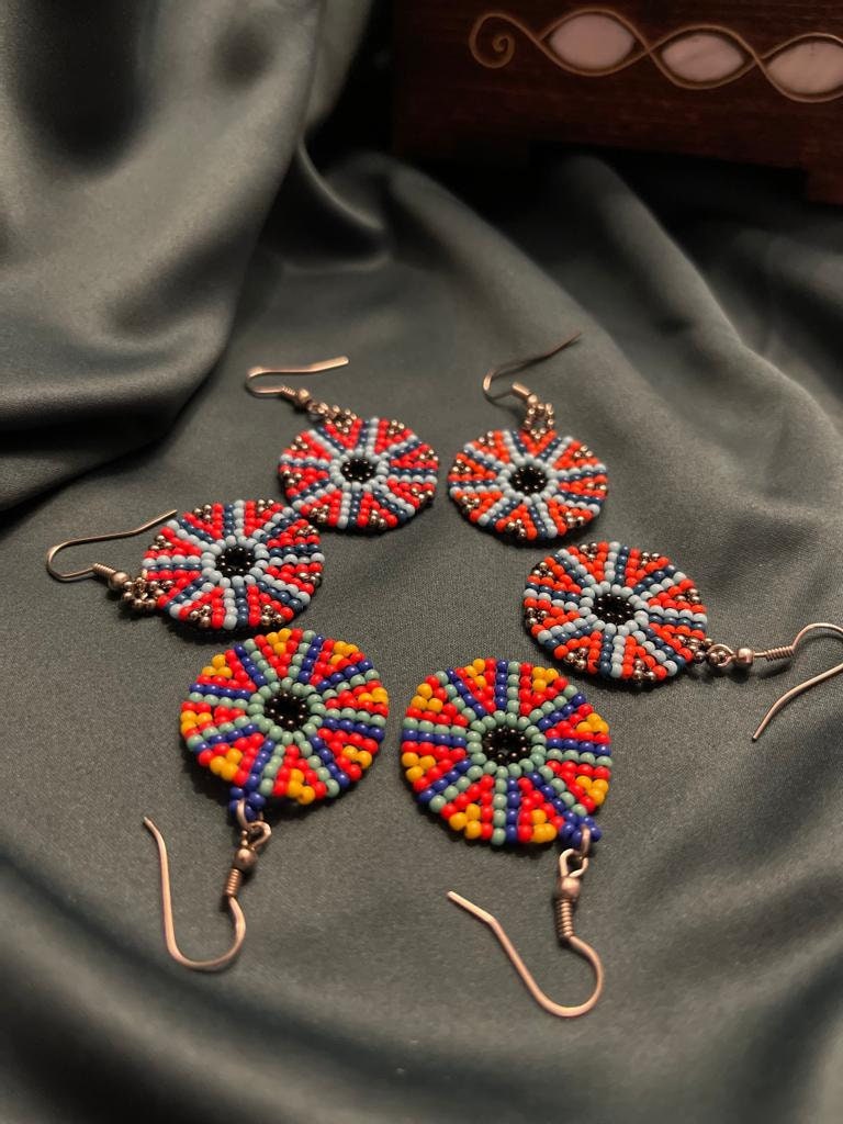 Handmade Earrings Long beaded earrings multicolour fringe earrings. Sand Beads