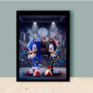 Sonic and Shadow Print | Sonic and Shadow Wall Art | Gamer Room Decor | Kids Wall Art | Wall Decor | Gamer Decor | Sonic and Shadow