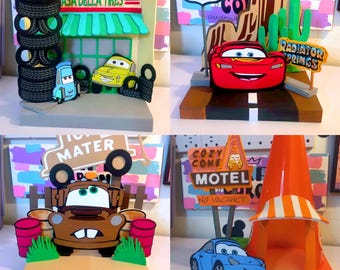 cars centerpieces set of 4