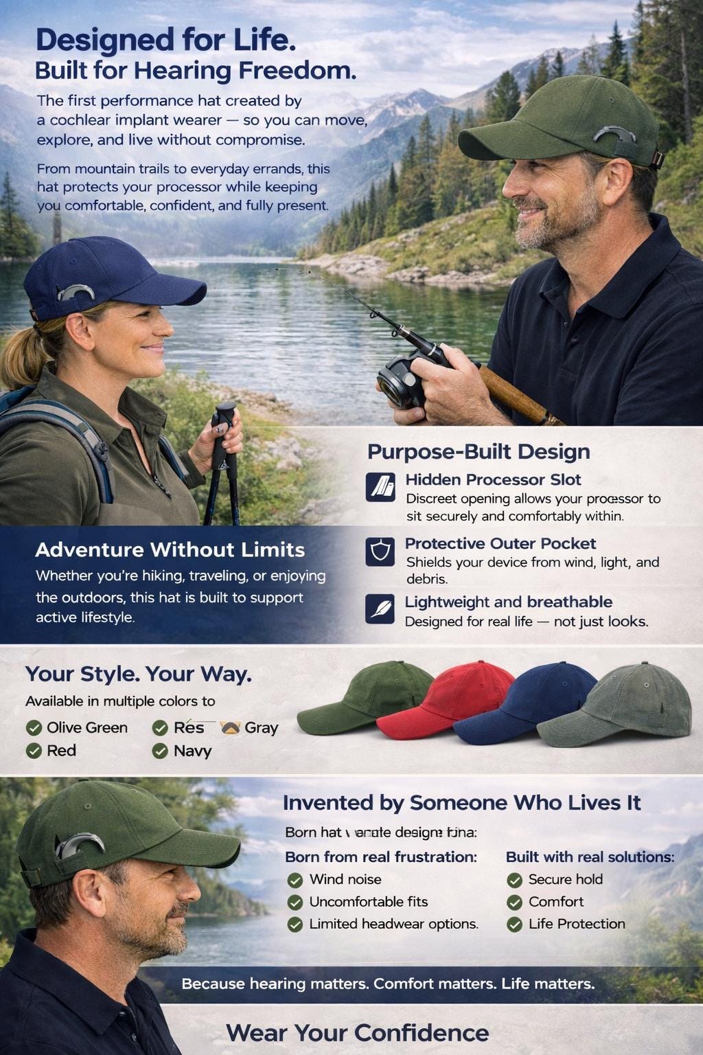 Cochlear Implant Accessories – BTE Friendly Baseball Cap With Secure ...