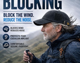 Wind Blocking Hat for Cochlear Implants, Secure Hearing Device Protection