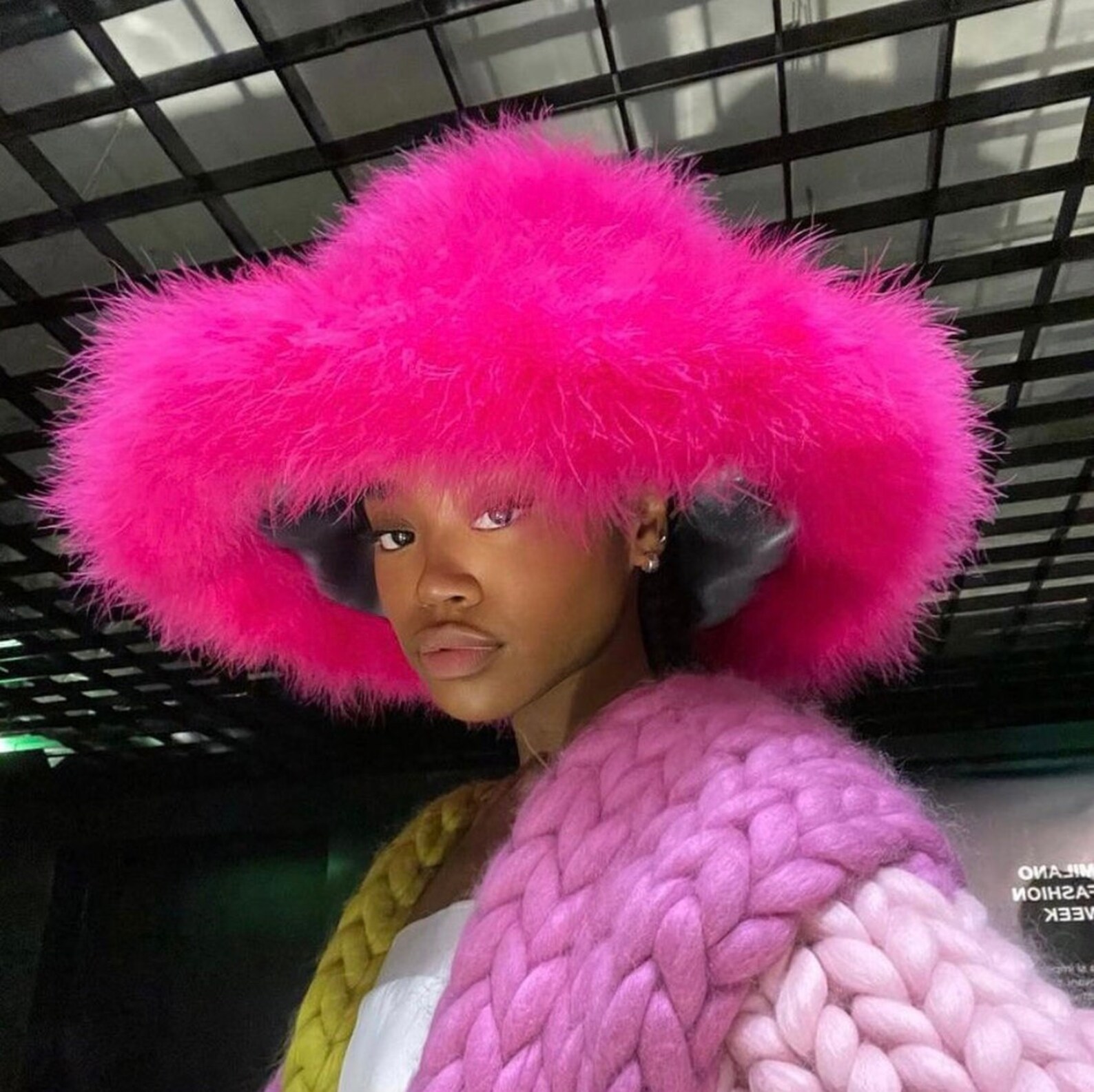 Furry Hat With Wide Brim - Ivoire