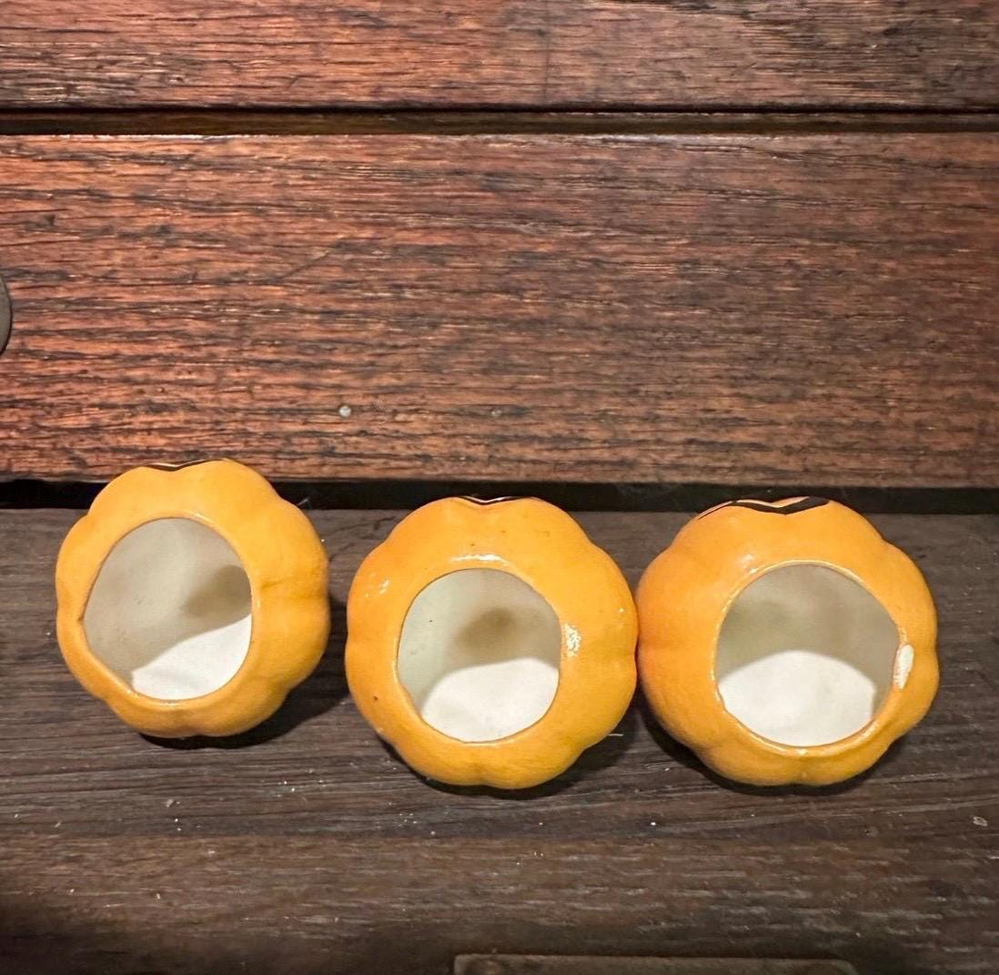 Vintage Halloween Ceramic Mini Pumpkin Jack O Lanterns With Ghosts Lot ...