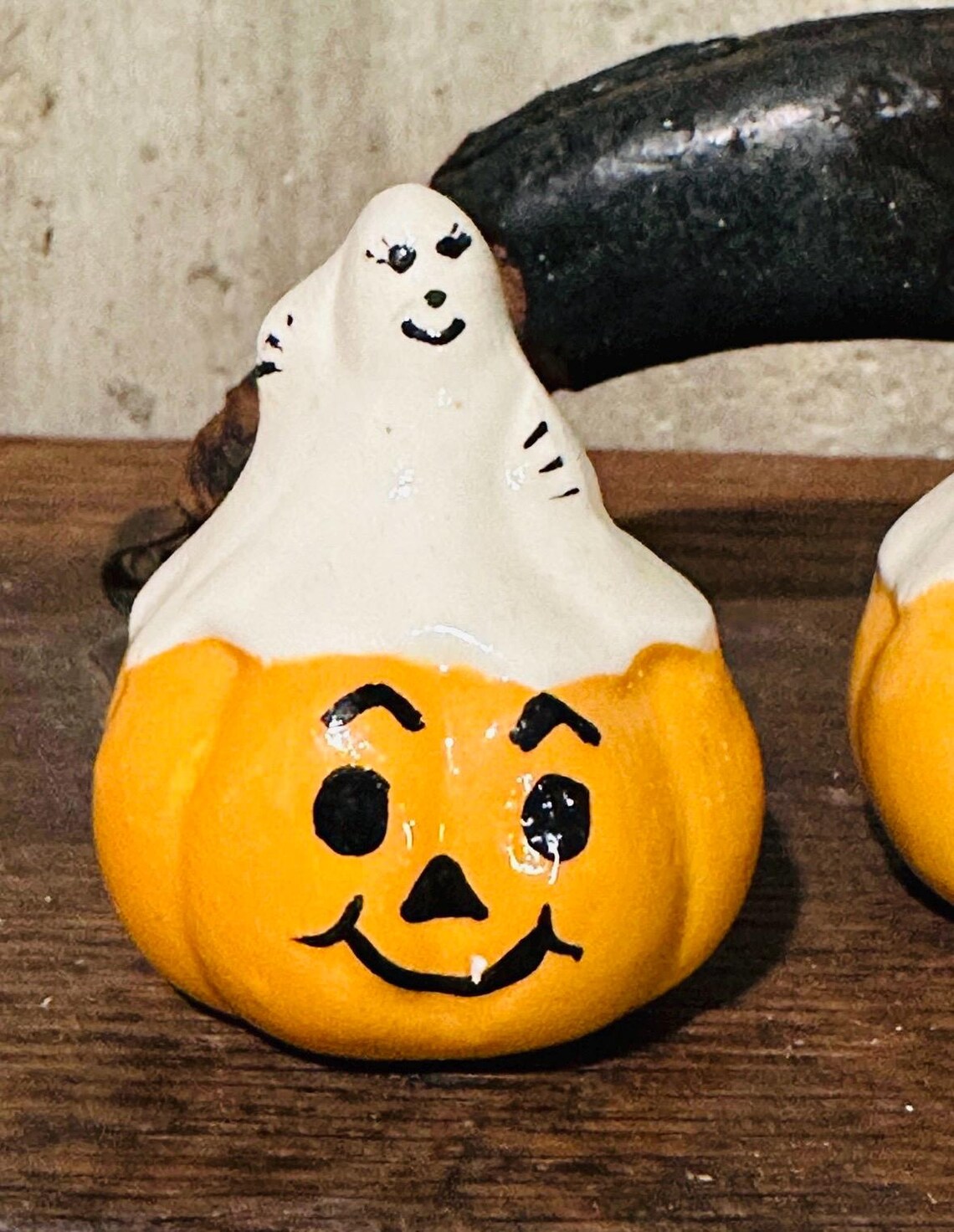 Vintage Halloween Ceramic Mini Pumpkin Jack O Lanterns With Ghosts Lot ...