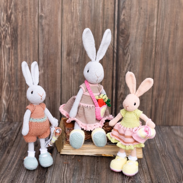 Crochet Animal Handmade Toys Funny Bunny Doll Cute Rabbit Baby Gift. Newborn photographer, birthday gift, baby shower