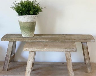 Natural Wood Decorative Styling Bench - Large (60cm)