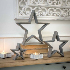 Grey Washed Rustic Wooden Star