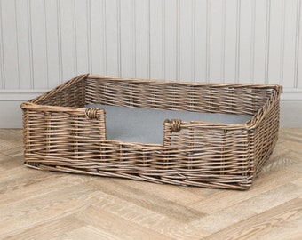 Antique Wash Wicker Dog Bed Basket | 2 Sizes
