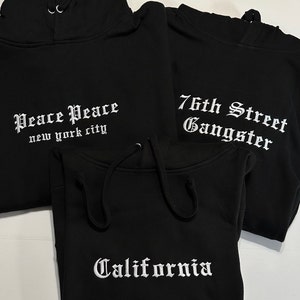 Your Text Embroidered Hoodie Custom Stitched Old English Sweater your text (S-2XL) Embroidery Minimalist Pullover or Zip UP Perfect Gift
