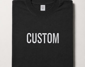 CUSTOM Embroidered T-Shirt Old English Your name / Text gift (S-5XL) Minimalist Embroidery - Start your Brand - Custom Apparel