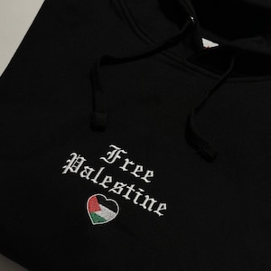 Free Palestine Stitched Hoodie Embroidered Hooded Sweatshirt Free Palestine, Clothing Pullover Palestine Love Free Gaza cute hoodie Activist