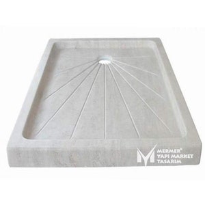 White Marble Canal Design Shower Tray - Handcrafted, 100% Natural Stone, Shower Base, Marble Bathroom