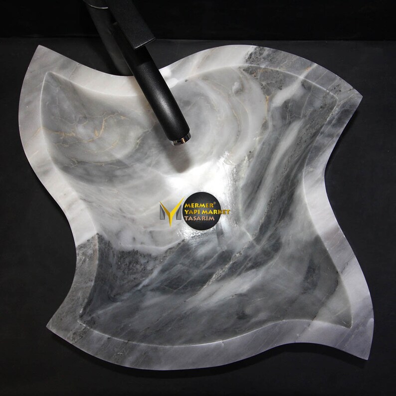 Tundra Gray White Star Design Washbasin - Handcrafted, 100% Natu Tundra Gray White Star Design Washbasin - Handcrafted, 100% Natu