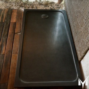 Basalt Black Rectangular Shower Tray - Handcrafted, 100% Natural Stone, Shower Base, Marble Bathroom