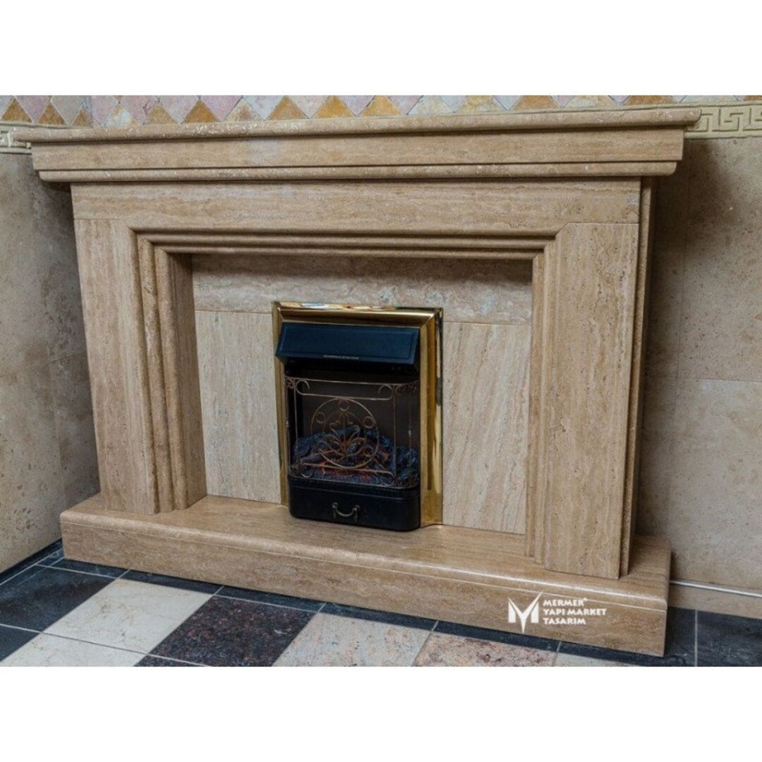 Travertine Stair Design Fireplace Handcrafted 100% Natural - Etsy UK