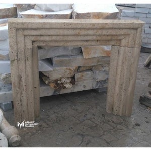 Tumbled Travertine Laminated Design Fireplace - Handcrafted, 100% Natural Stone, Stilish Home, Home Decor, Living Room