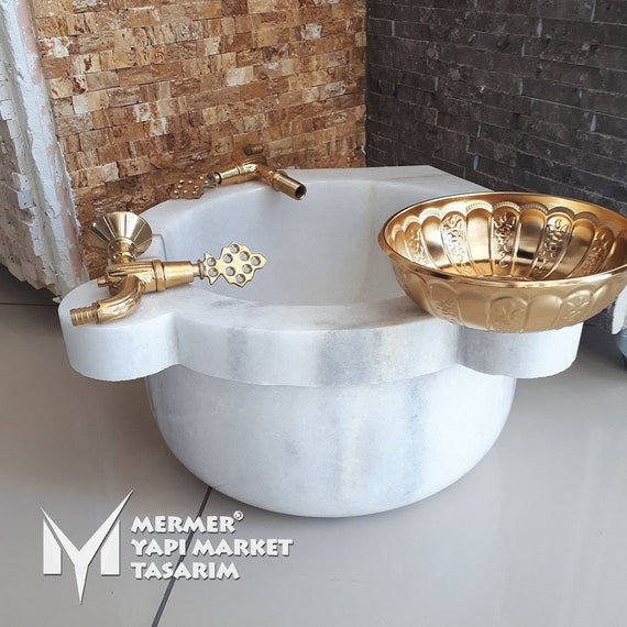 Buy White Marble Hammam Concept Set Handcrafted, 100% Natural