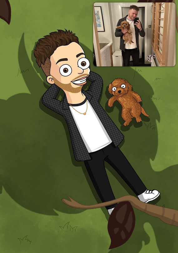 Big Face Poster Cartoon Portrait. Premium Detailed Handdrawn Etsy