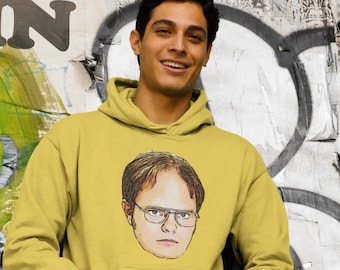 Uniseks hoodie met groot hoofd voor kantoor | Op tv-show geïnspireerde hoodie met print | Karakter kiezen: