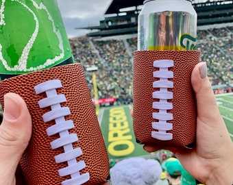 Football Leather Can Cooler 3-Pack: Slap Wrap Beer Huggie