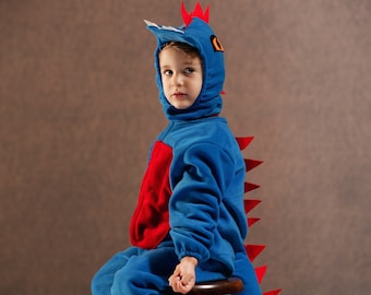 Déguisement de dinosaure | Déguisement de monstre et de dinosaure en tissu polaire de haute qualité pour enfant | Costume de dessin animé | Monstre bleu | Déguisement garçon