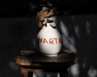 Terracotta Letter Vase: Repeating Thoughts, Glazed Earthenware