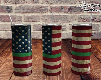 20oz Thin Green Line Red Flag Military - Patriotic flag Digital Download PNG 300 DPI