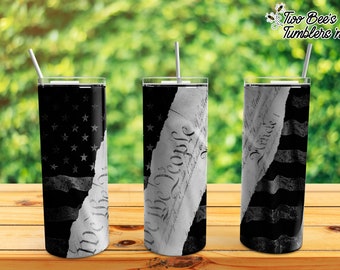 20oz Black and Grey American Flag  Constitution - Patriotic flag torn rip Digital Download PNG 300 DPI