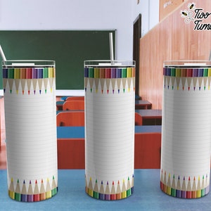 20oz Buntstift Top-Bottom Sublimation Template Tumbler - Schulgeschenk Lehrer Digital Download PNG 300 DPI