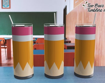 20oz Pencil Sublimation Tumbler - School gift teacher Digital Download PNG 300 DPI