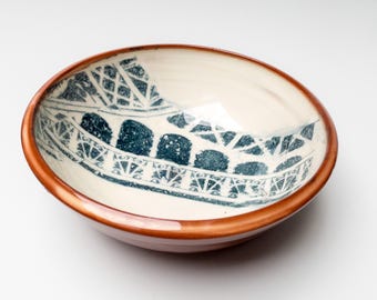 Handmade ceramic bowl with Eiffel Tower