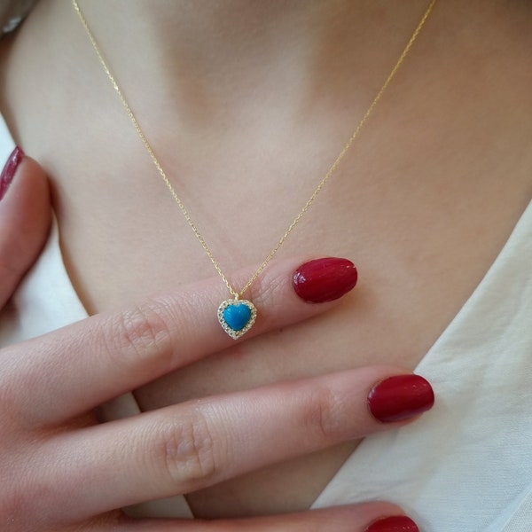 Blue Heart Necklace Etsy