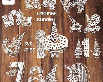 Gnome Numbers 1-10 SVG Bundle: Kids Birthday Paper Cutting Design (Digital Download)