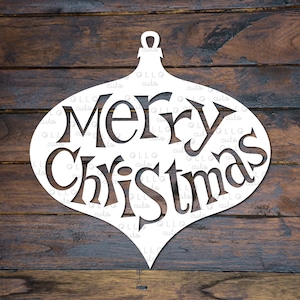 Retro Merry Christmas Bulb Svg per Cricut & Silhouette. Ornamento di Natale Cut Out File. Albero di Natale Bauble Forma Decorazione Vector File
