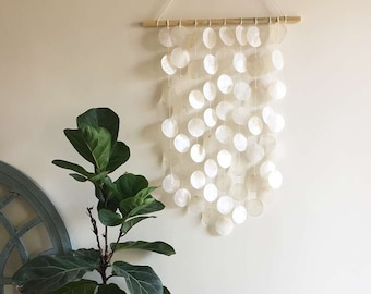 Capiz Shell Wind Chime, Bohemian Wall Decor, Handmade (22 x 16 inches)