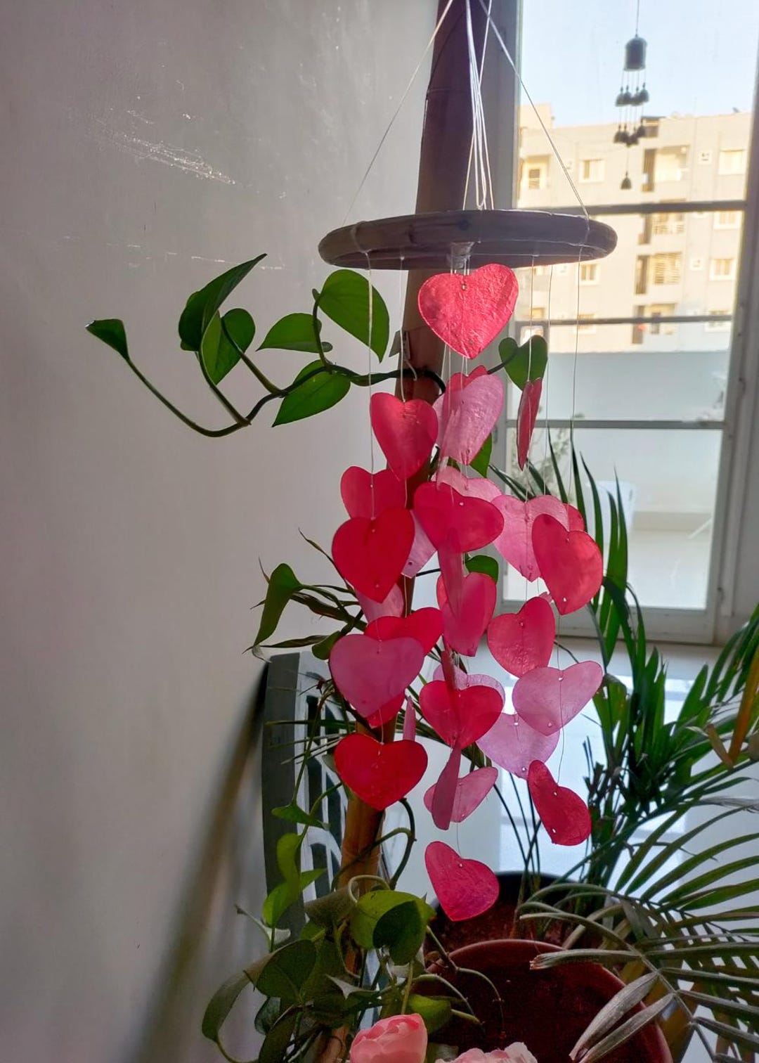 Heart Shaped Capiz Shell Windchime Soothing Sound Patio Decor Gifts for ...