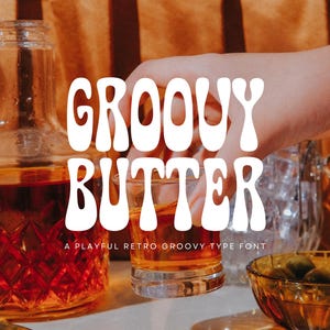 Groovy Butter | Retro Funky Display Font | 70s Bubble Lettering | Playful Vintage Typeface for Logos, Posters, Stickers & Merch