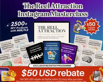 The Reel Attraction Course with Master Resell Rights Done For You Instagram Masterclass Course 2500+ Bonuses w/ MRR & PLR Digital Marketing