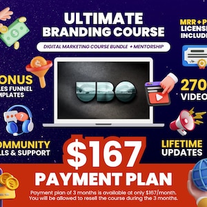 UBC - Ultimate Branding Course w/ Master Resell Rights Digital Marketing Passive Income Online Course with Mentorship and 2500+ DFY Products