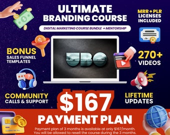 UBK - Ultimativer Branding-Course mit Master-Resell-Rechten Digitales Marketing,Passives Einkommen Online-Course mit Mentorschaft und 2500+ DFY-Produkten