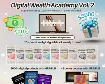 Digital Wealth Academy Course Vol.2 with 1000+ MRR Products, Digital Marketing Course, PLR, Faceless Marketing, Master Resell Rights