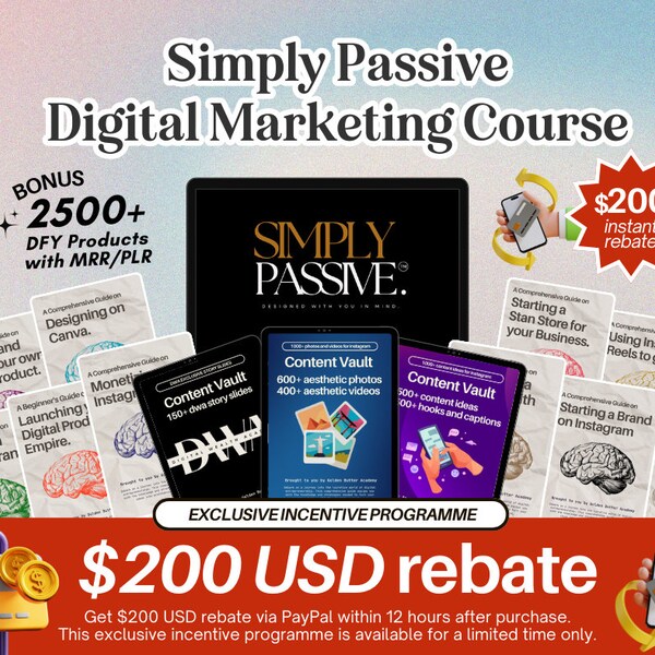 Digital Marketing Course Simply Passive with Master Resell Rights Guides MRR & PLR (1000+ DFY Products)