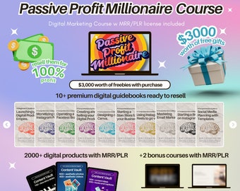 Passive Profit Millionaire Course MRR Master Resell Rights for Passive Income Digital Marketing Bundles to Resell Digital Course PLR DFY